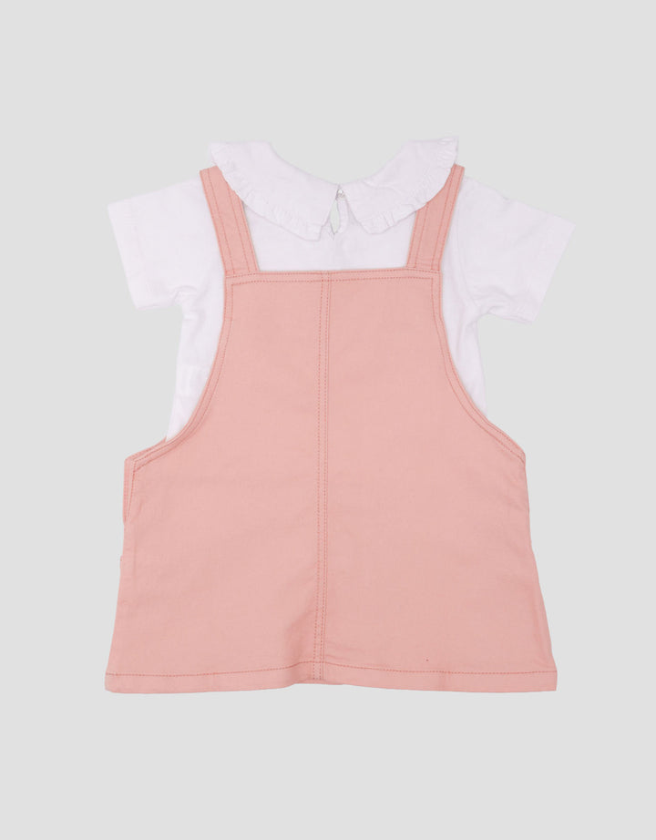 Little M Woven 2Pc Cns Kerah Embro Jumpsuit Overall Bayi