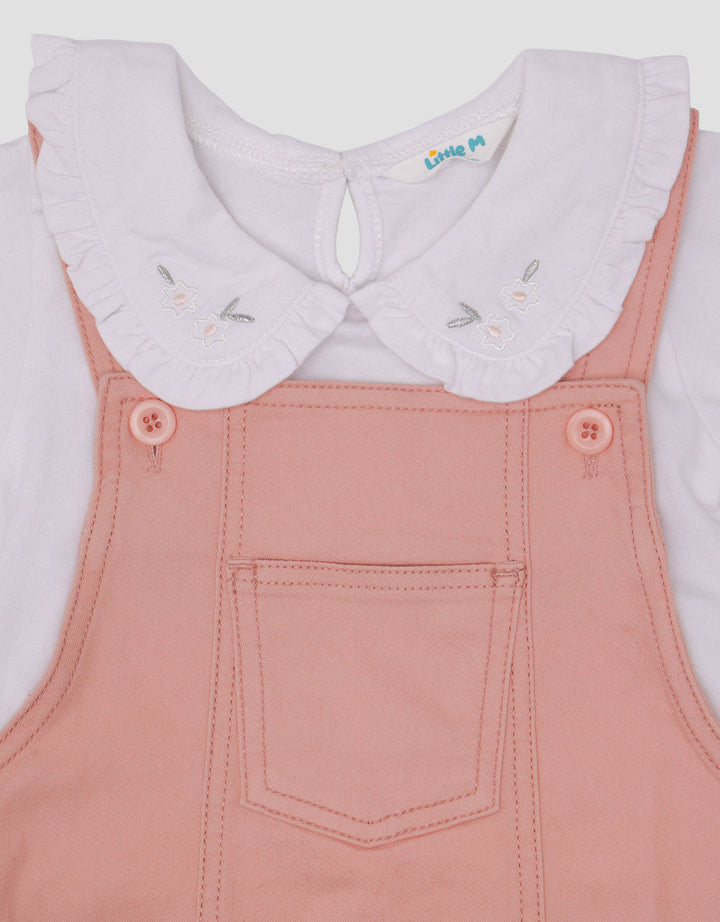 Little M Woven 2Pc Cns Kerah Embro Jumpsuit Overall Bayi