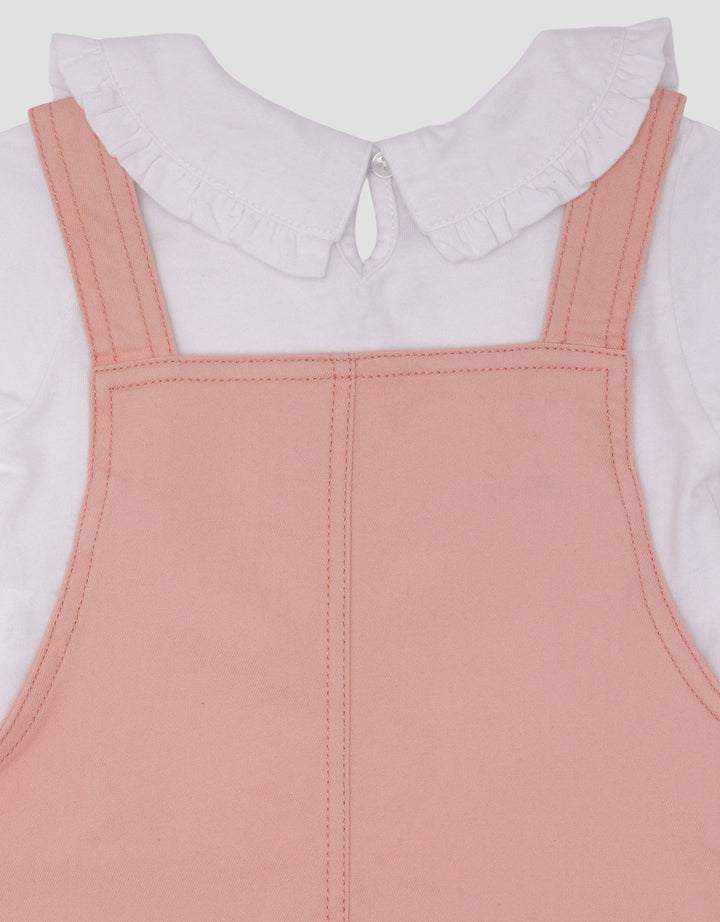 Little M Woven 2Pc Cns Kerah Embro Jumpsuit Overall Bayi