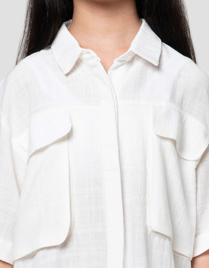 Nevada Kantong Lidah Kancing Tutup Kemeja Anak Perempuan