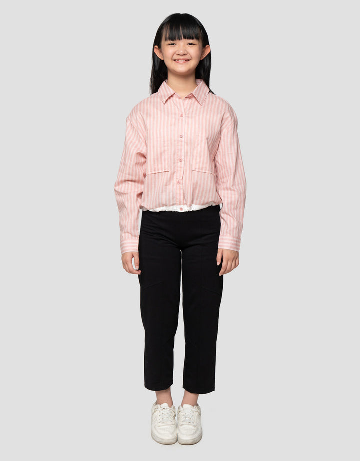 Nevada Salur Bawah Putih Stopper Kemeja Anak Perempuan