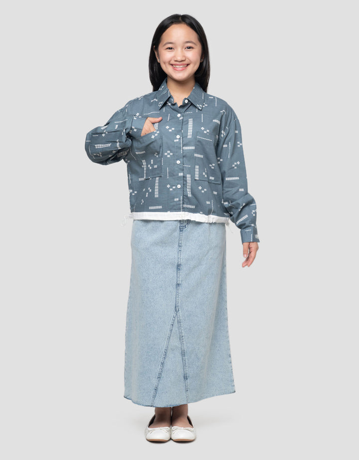 Nevada Geometrik Sarimbit Kemeja Anak Perempuan