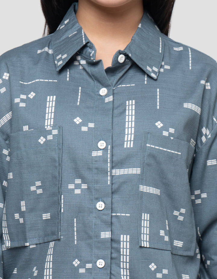 Nevada Geometrik Sarimbit Kemeja Anak Perempuan