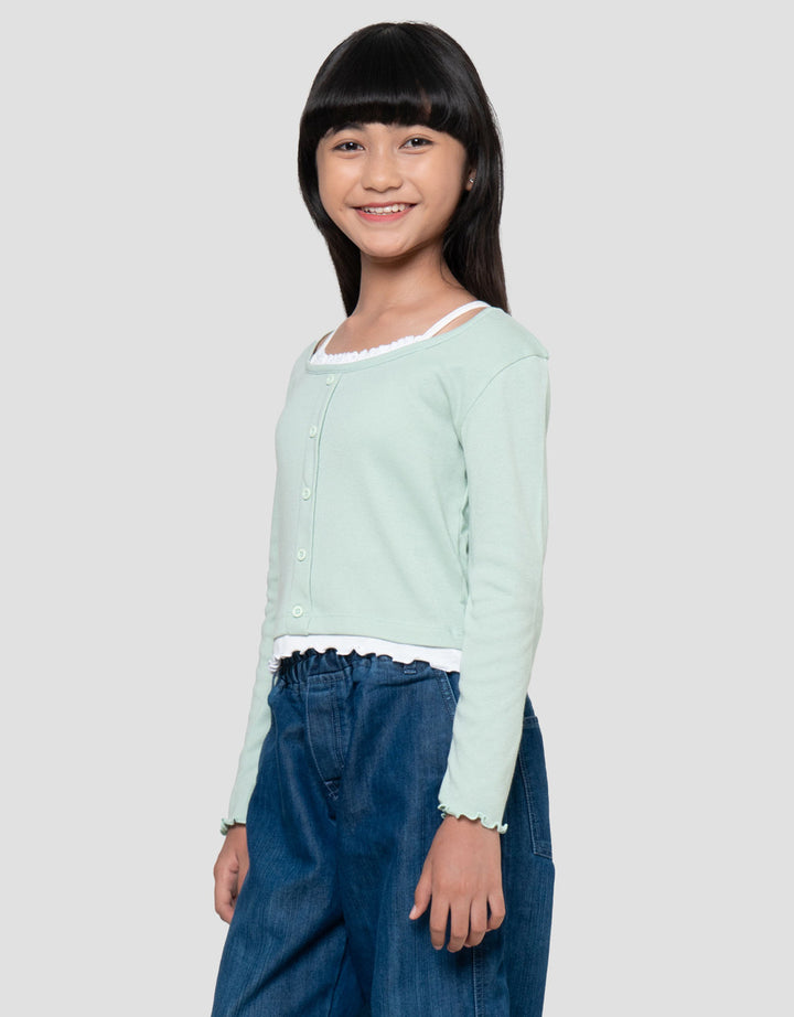 Nevada Rib Renda 2Pcs Kaos Anak Perempuan
