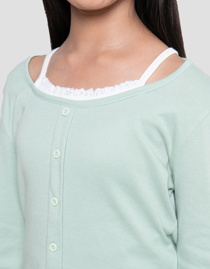 Nevada Rib Renda 2Pcs Kaos Anak Perempuan
