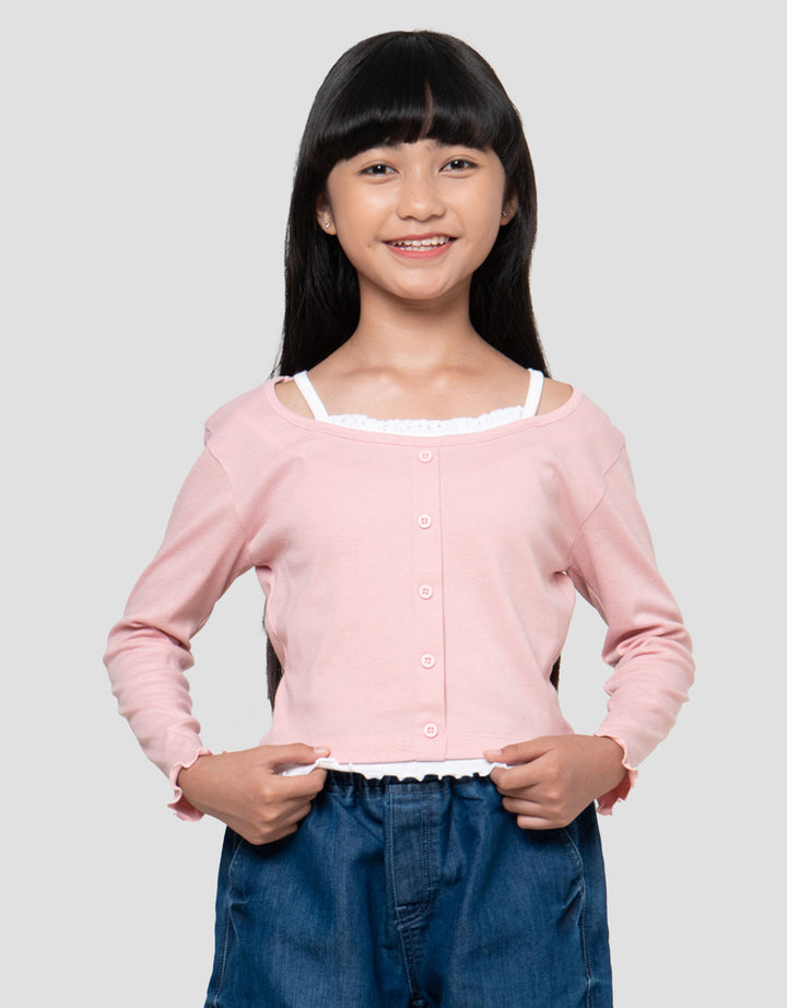 Nevada Rib Renda 2Pcs Kaos Anak Perempuan