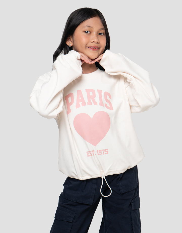 Nevada Tekstur Stopper Sablon Paris Sweater Anak Perempuan