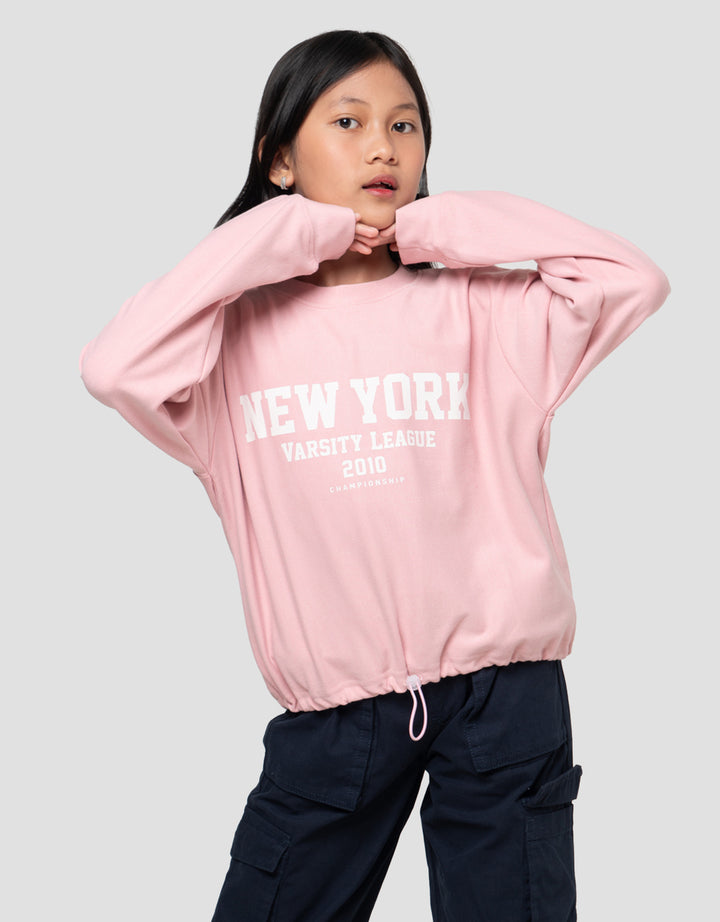 Nevada Tekstur Stopper Sablon Merci Amour Sweater Anak Perempuan