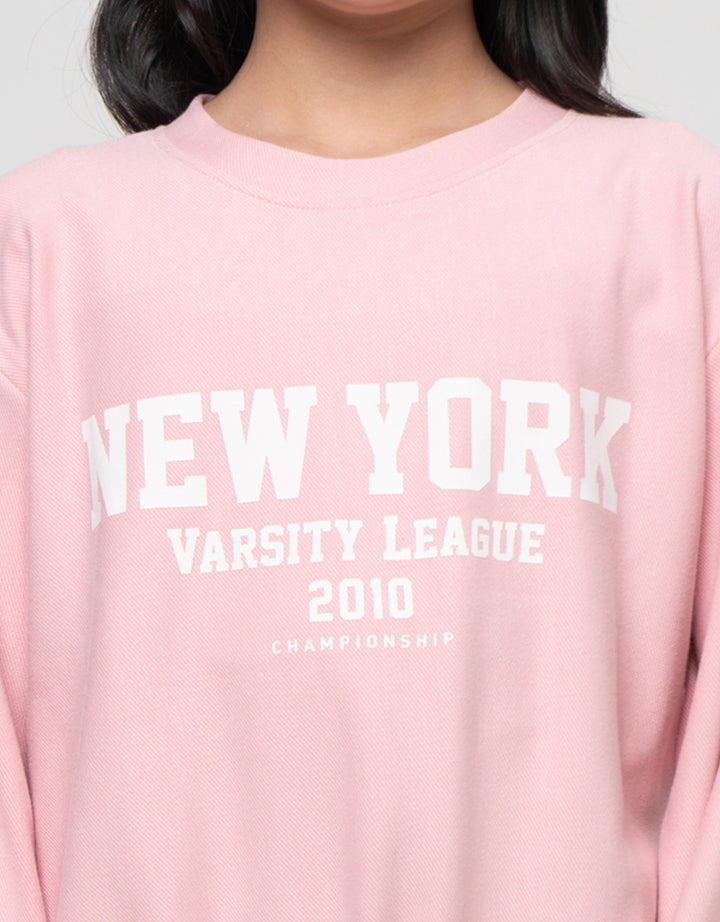 Nevada Tekstur Stopper Sablon Merci Amour Sweater Anak Perempuan