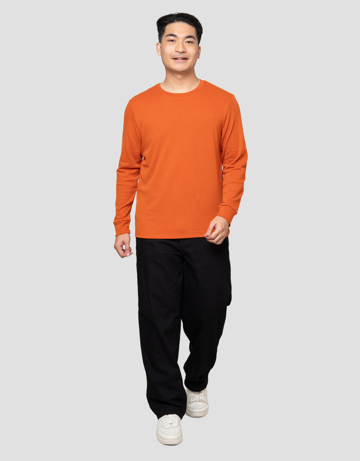 Suko Round Neck Soft Touch Kerah Bulat Lengan Panjang Kaos Pria