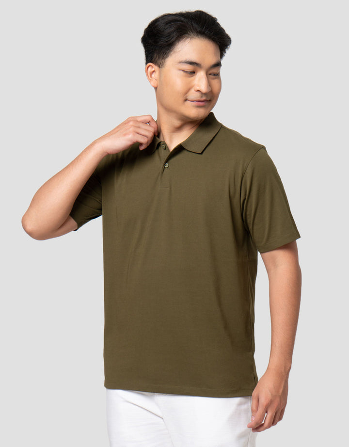 Suko Solid Knit Top Cool Touch Lengan Pendek Kaos Polo Pria