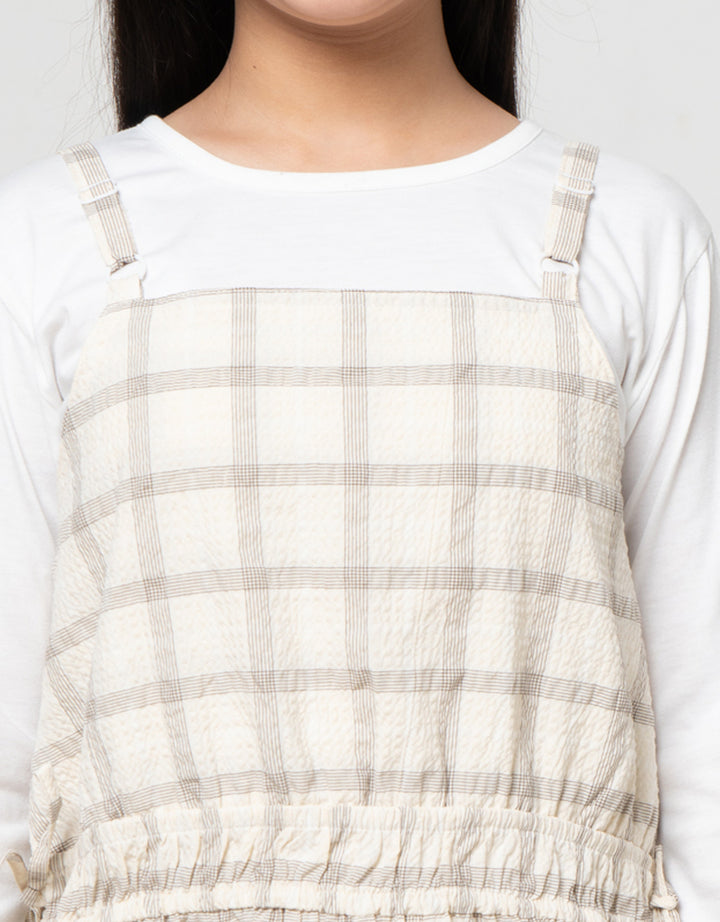 Nevada Bamus Woven Overall Crinkle Kotak Maxi Dress Anak Perempuan