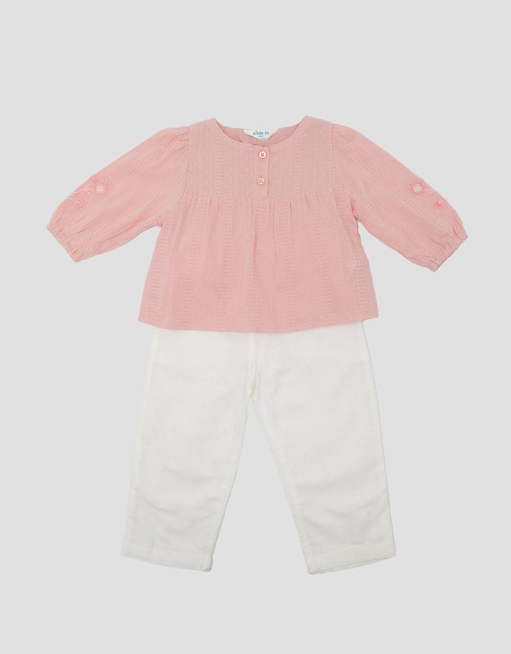 Little M Textured Dada Setelan Baju Muslim Bayi