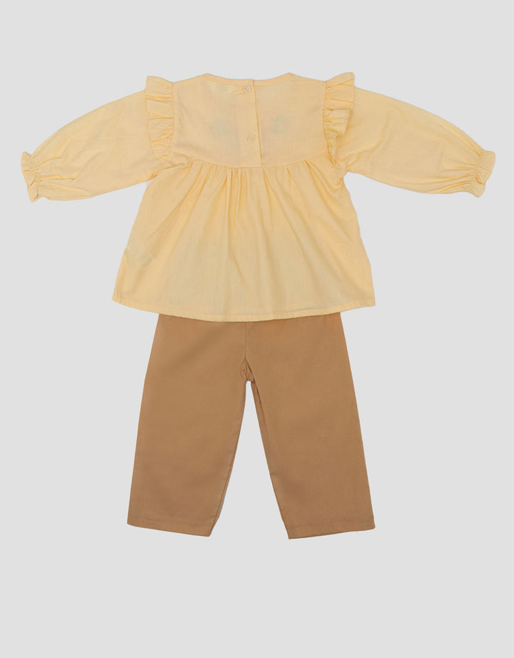 Little M Poplin Embro Dada Setelan Baju Muslim Bayi