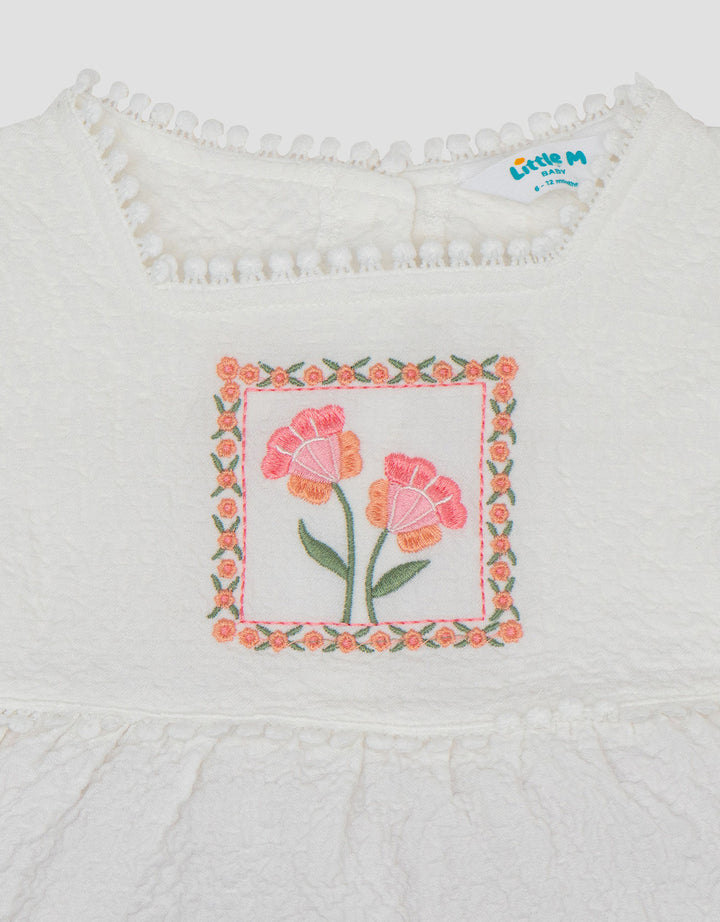 Little M Textured Bordir Flower Setelan Baju Muslim Bayi