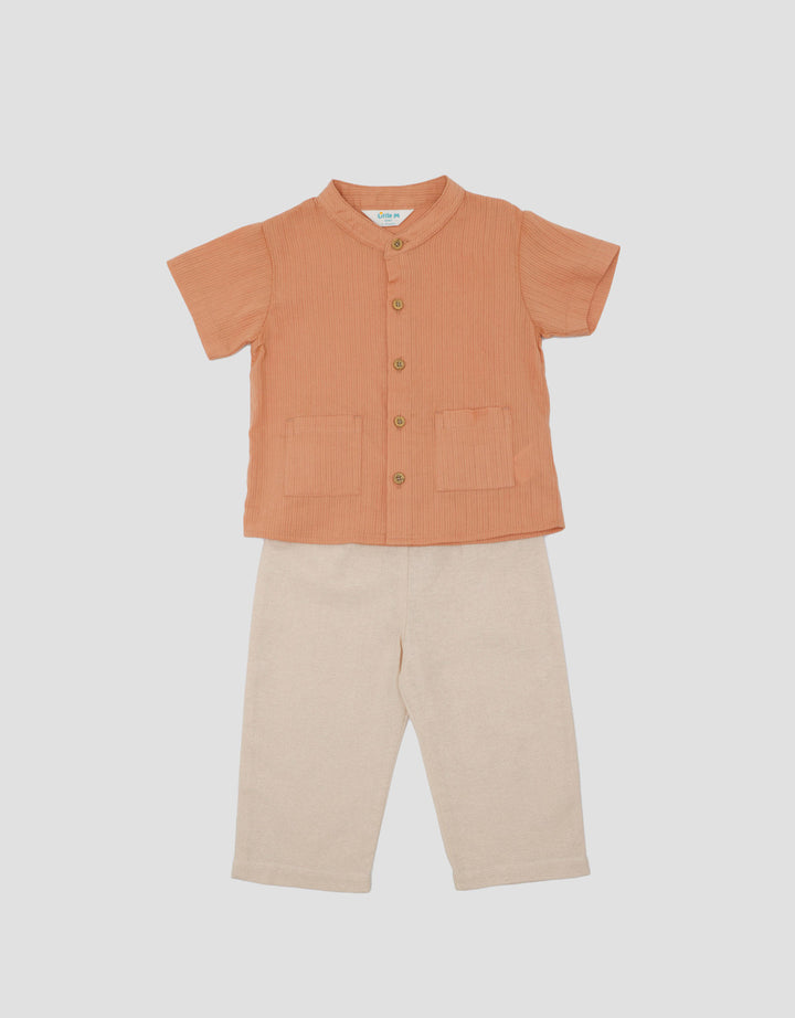 Little M Textured With 2 Below Pocket Setelan Baju Muslim Bayi