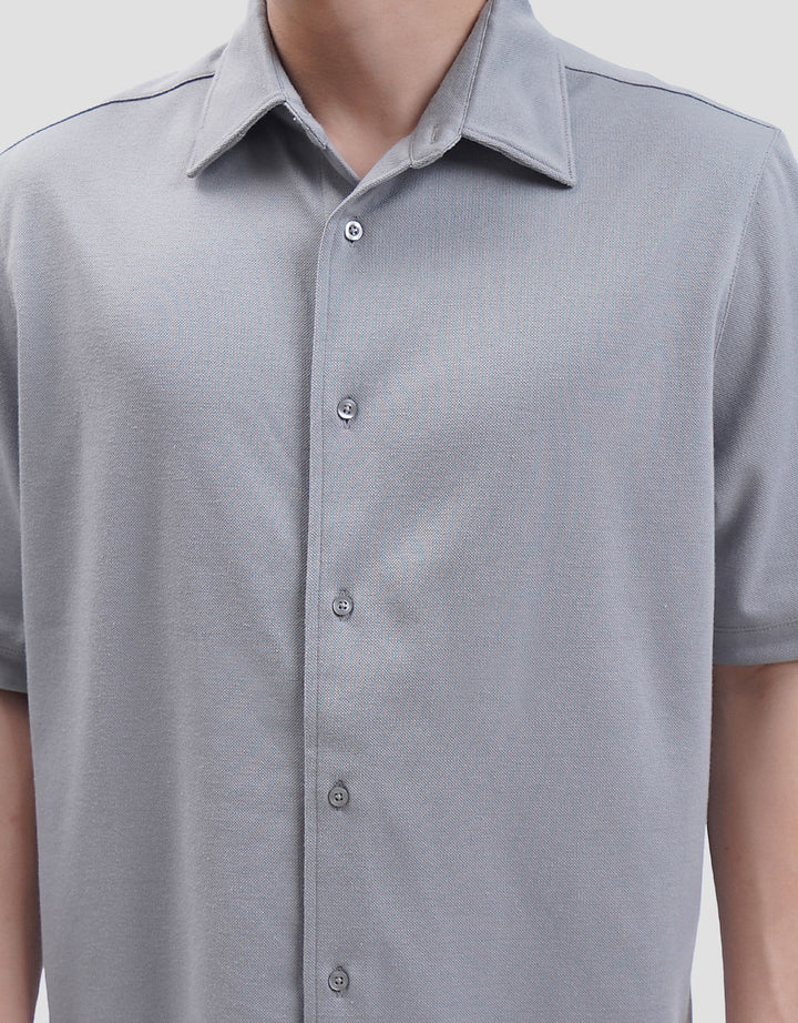 Suko Solid Full Button Lengan Pendek Kaos Polo Pria