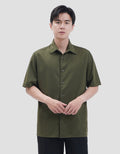 Suko Solid Full Button Lengan Pendek Kaos Polo Pria