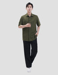 Suko Solid Full Button Lengan Pendek Kaos Polo Pria