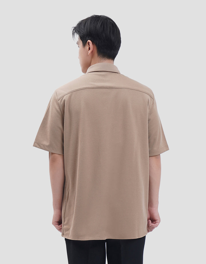 Suko Solid Full Button Lengan Pendek Kaos Polo Pria