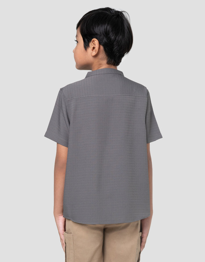 Little M Tex Kotak Kemeja Koko Anak Laki-laki