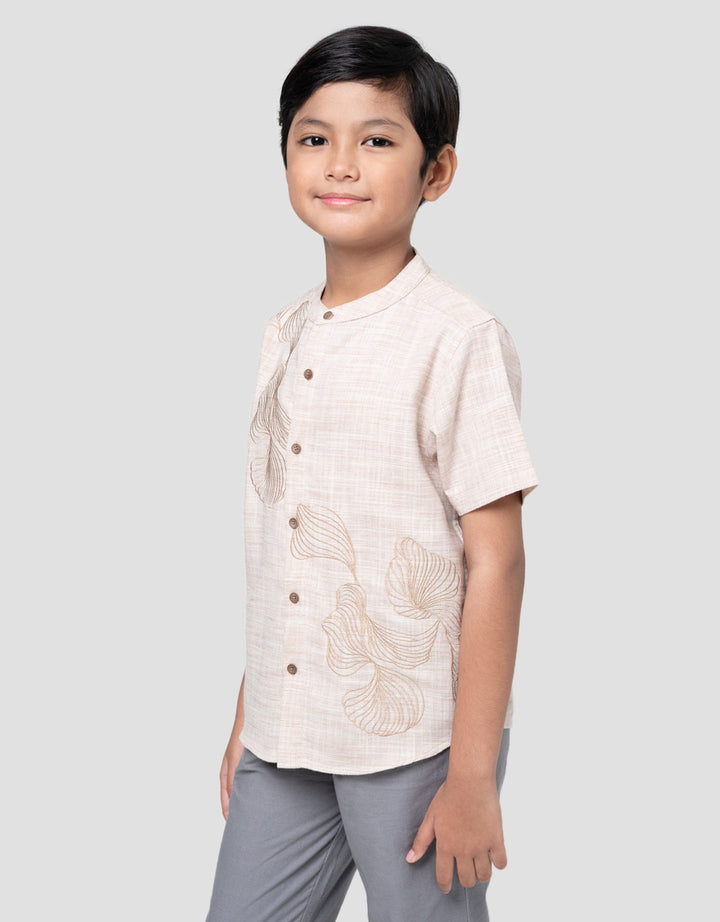 Little M Twinn Bdr Texture Kemeja Koko Anak Laki-laki