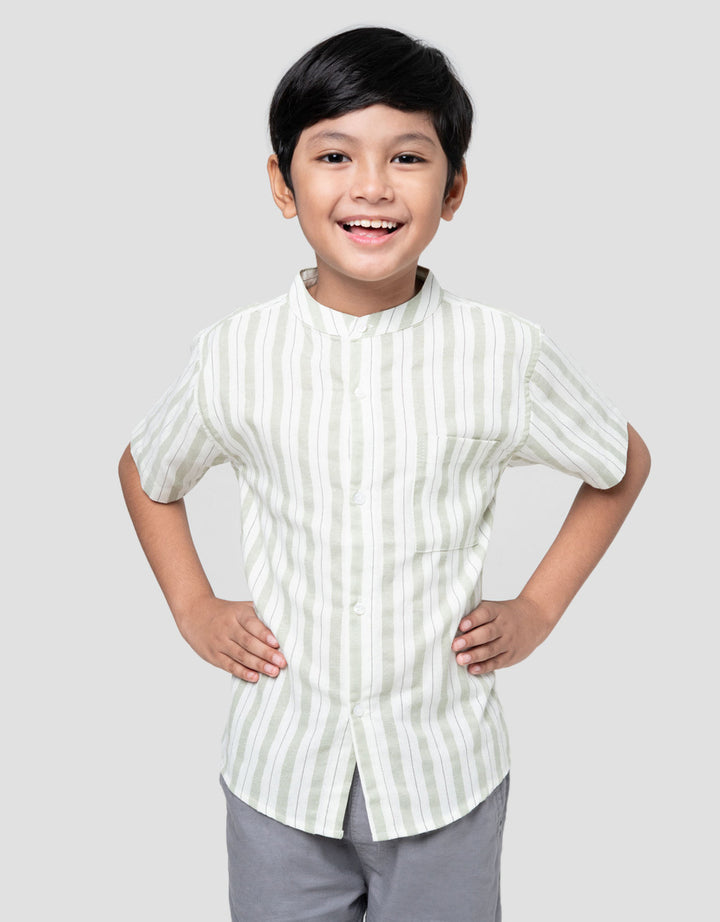 Little M Salur Komb Sage Kemeja Koko Anak Laki-laki