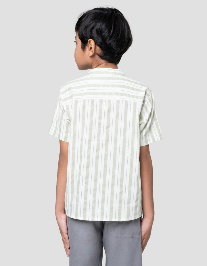 Little M Salur Komb Sage Kemeja Koko Anak Laki-laki