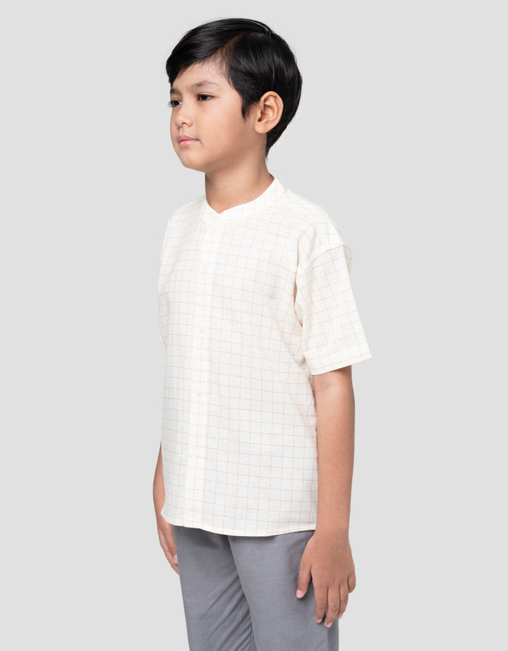 Little M Kotak Segi Ginger Kemeja Koko Anak Laki-laki