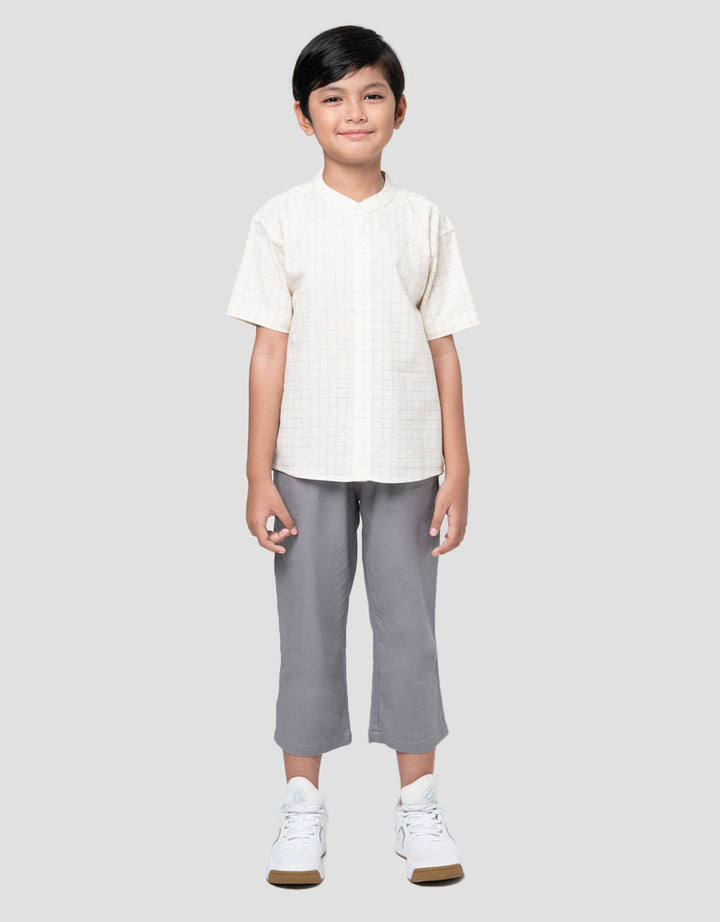 Little M Kotak Segi Ginger Kemeja Koko Anak Laki-laki
