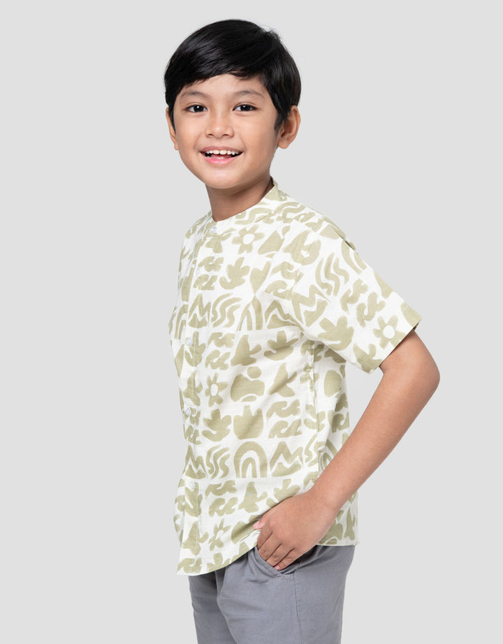 Little M Etnik Sage Kemeja Koko Anak Laki-laki