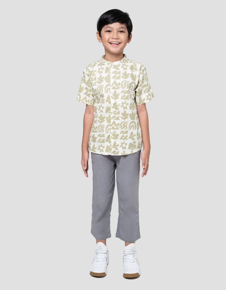 Little M Etnik Sage Kemeja Koko Anak Laki-laki