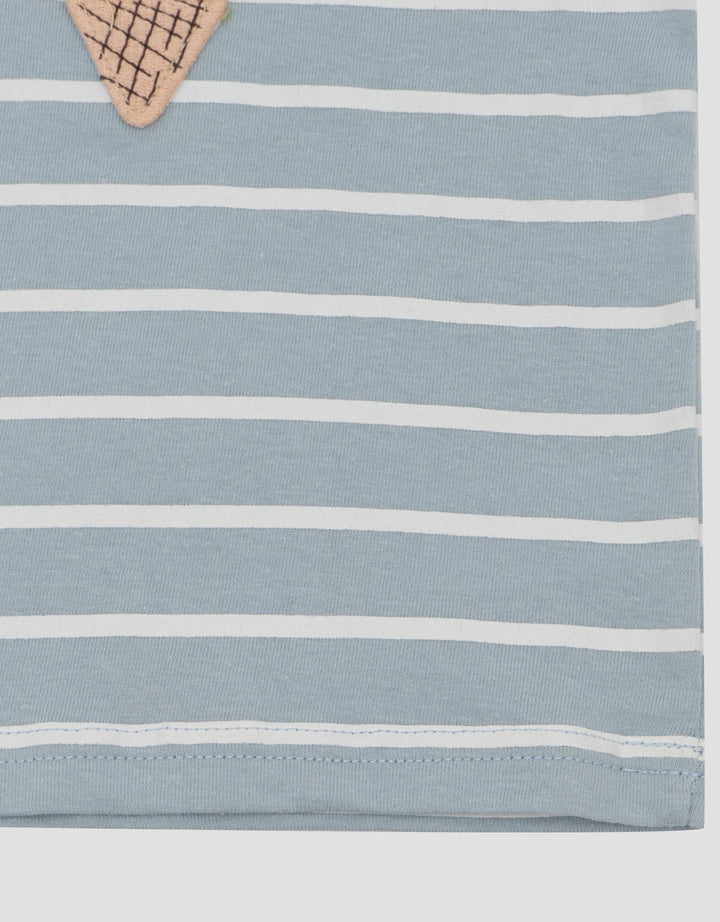 Little M Stripe With Icecream Chenille Kaos Bayi