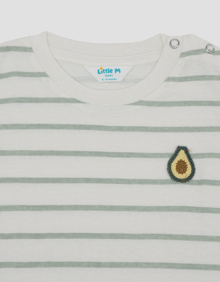 Little M Stripe With Avocado Print Kaos Bayi