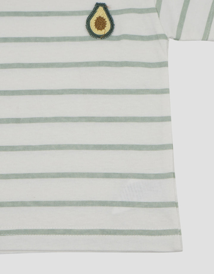 Little M Stripe With Avocado Print Kaos Bayi