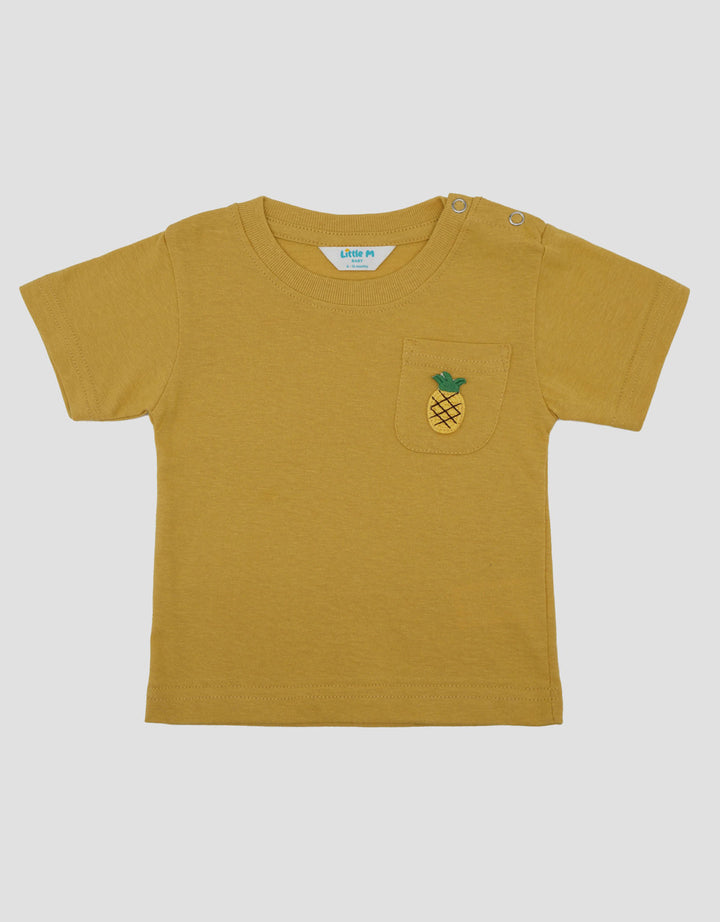 Little M With Pocket Pineapple Print Kaos Bayi