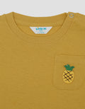 Little M With Pocket Pineapple Print Kaos Bayi
