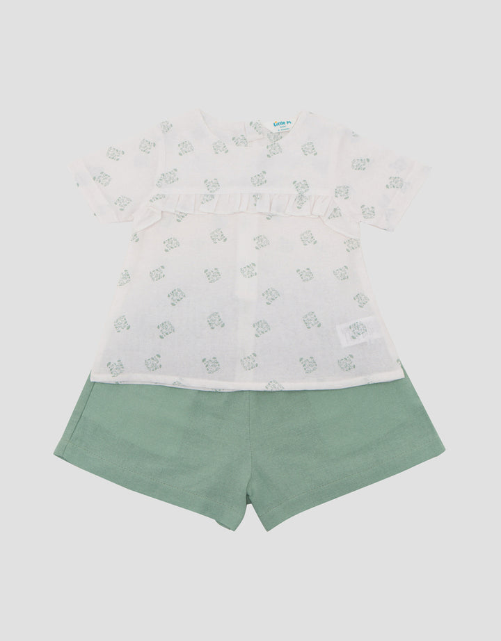 Little M Woven Print Flowers Pakaian Setelan Bayi