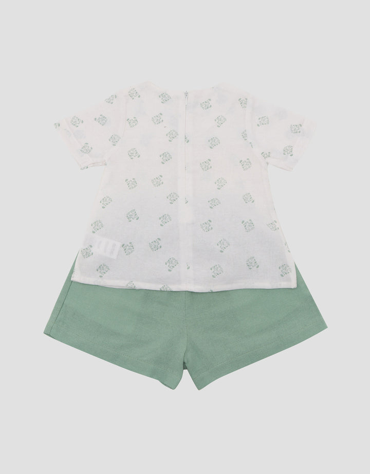 Little M Woven Print Flowers Pakaian Setelan Bayi