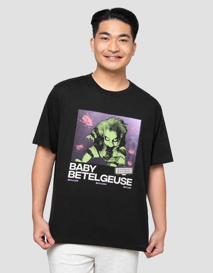 Aos Theme Rockstar Warner Bros Bettle Juice Baby Kaos Pria