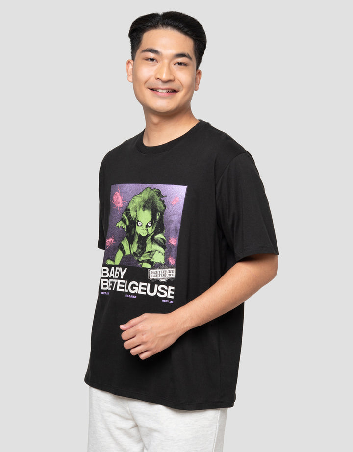 Aos Theme Rockstar Warner Bros Bettle Juice Baby Kaos Pria