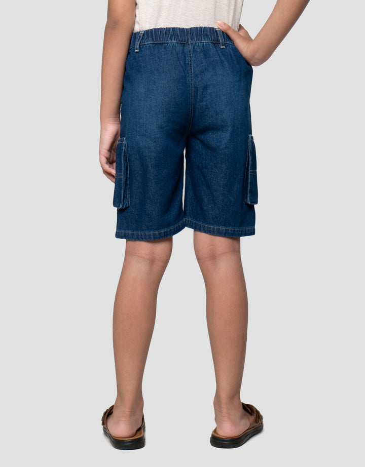 Little M Kantong Cargo Celana Denim Anak Laki-laki