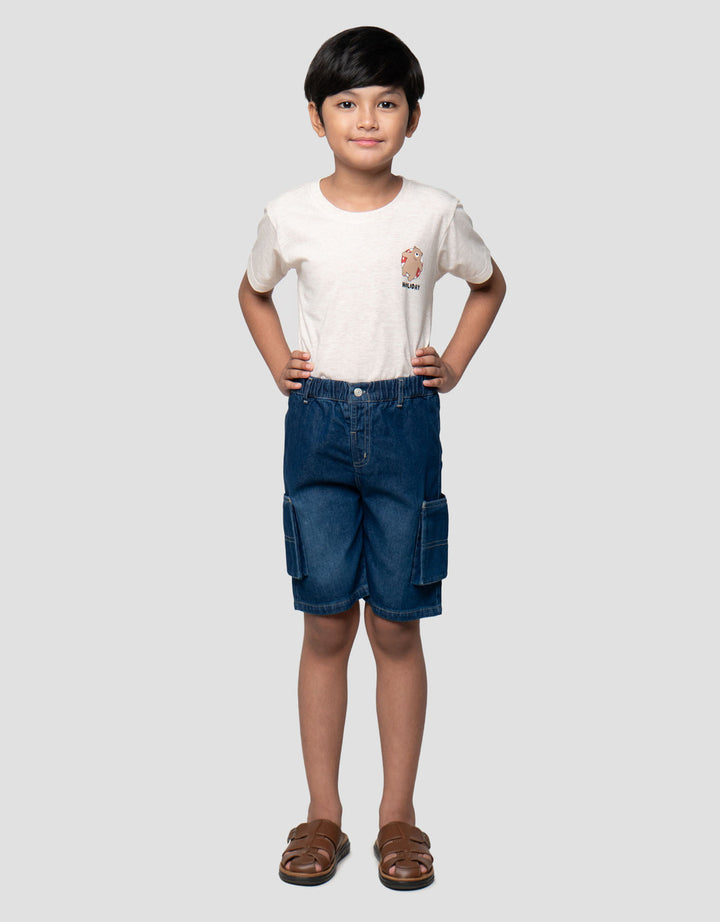 Little M Kantong Cargo Celana Denim Anak Laki-laki
