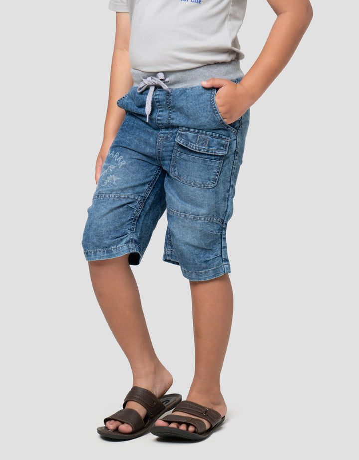 Little M Roarr Celana Pendek Denim Anak Laki-laki