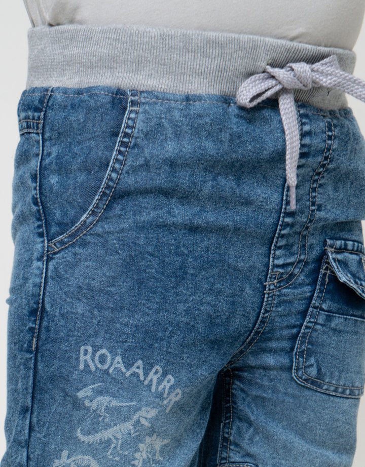 Little M Roarr Celana Pendek Denim Anak Laki-laki
