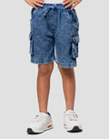 Little M Cargo 3D Rib Celana Pendek Denim Anak Laki-laki