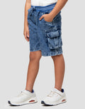 Little M Cargo 3D Rib Celana Pendek Denim Anak Laki-laki
