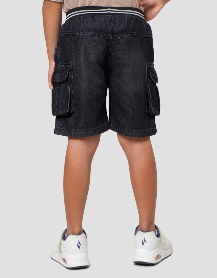 Little M Cargo 3D Rib Celana Pendek Denim Anak Laki-laki