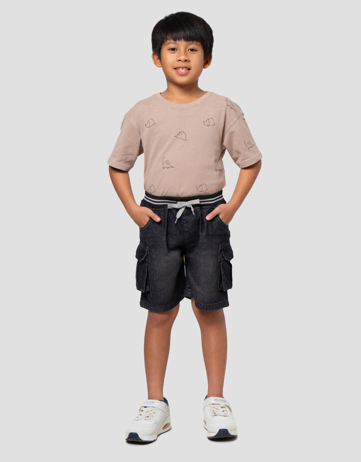 Little M Cargo 3D Rib Celana Pendek Denim Anak Laki-laki