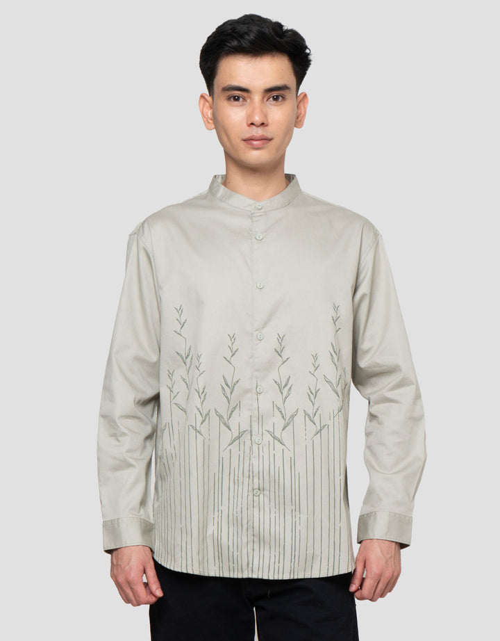 Suko Print Motif Casual Kemeja Lengan Panjang Pria